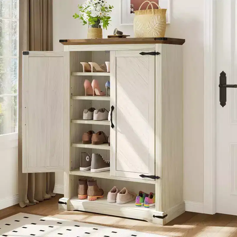 Balconera Shoe Cabinet 6-Tier Wooden Shoe Rack Storage with Adjustable Shelves for Hallway
