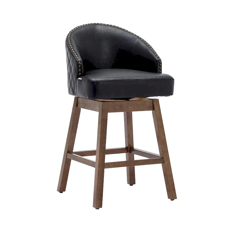 360 Degree Swivel Counter Height Bar Stools with Footrest Set of 2