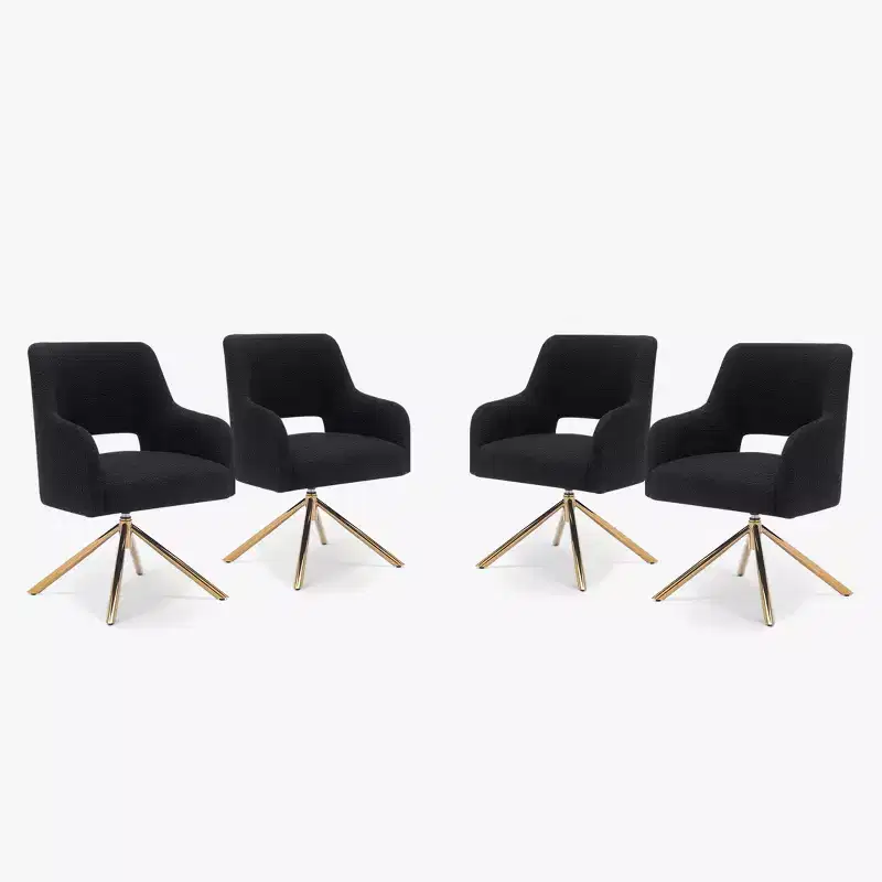 WestinTrends Genevieve Mid-Century Modern Upholstered Boucle Swivel Accent Chair (Set of 4)