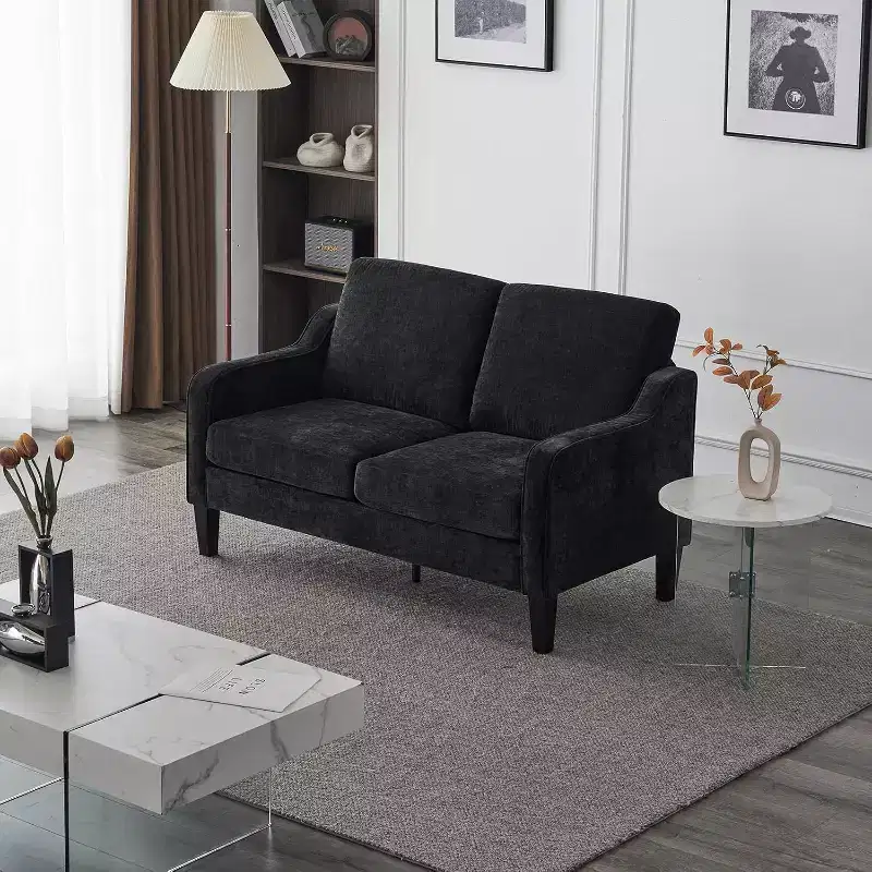 VINGLI 53 Wide Love Seat, Mid-Century Modern Loveseat Sofa Couch with Solid Legs, 2 Seater Sofa Couches with Scooped Armrest