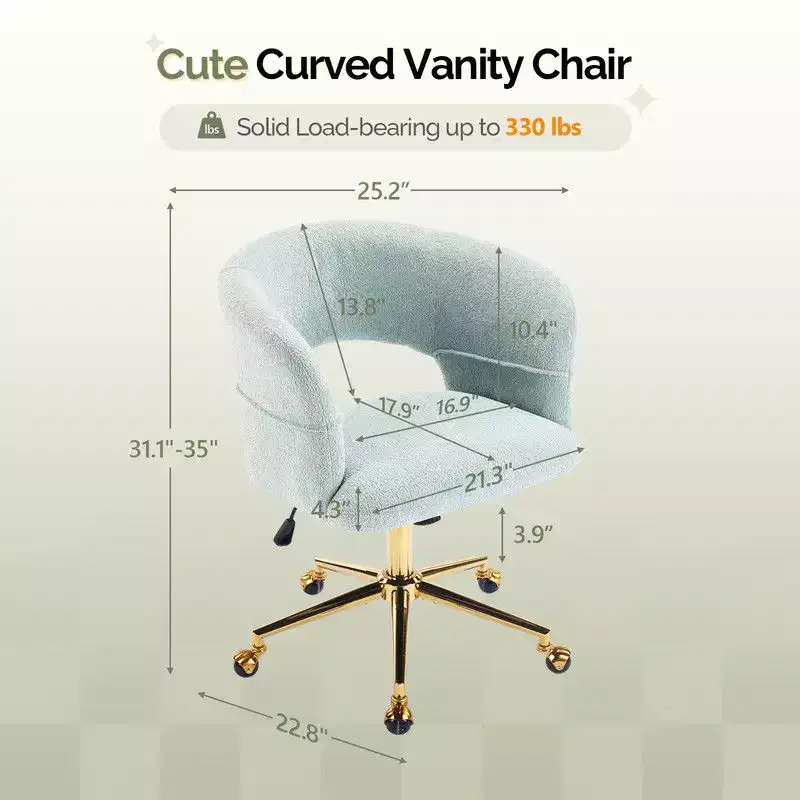 | 25.1 Inch Velvet Ring Backrest Swivel Office Chair