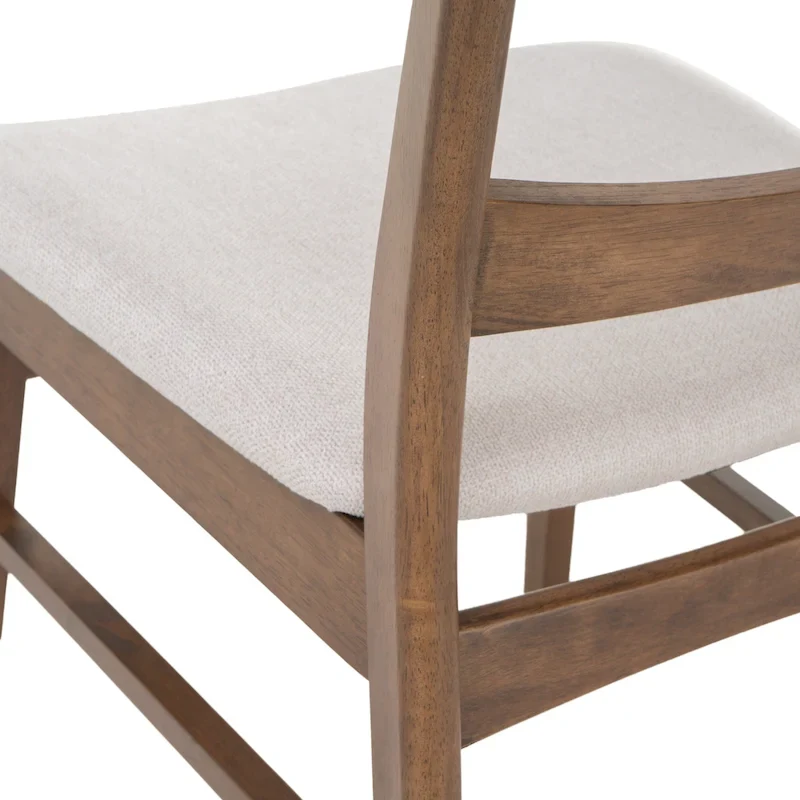 Mid-Century Modern Upholstered Rubberwood Dining Chair (Set of 2)
