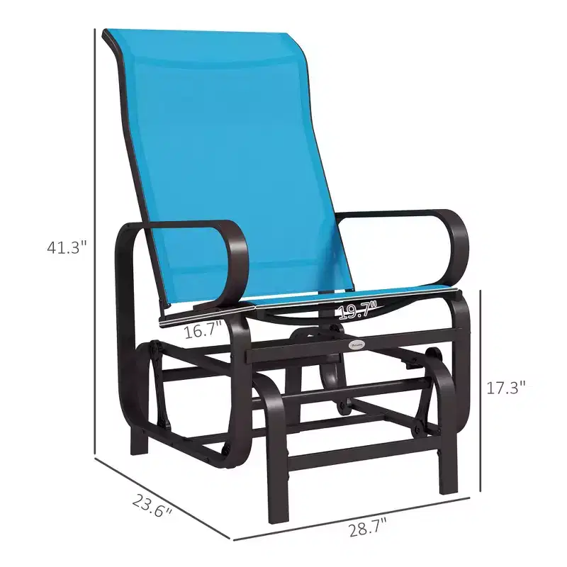 Gliding Lounger Chair, Single Rocker with Lightweight Metal & Mesh Construction