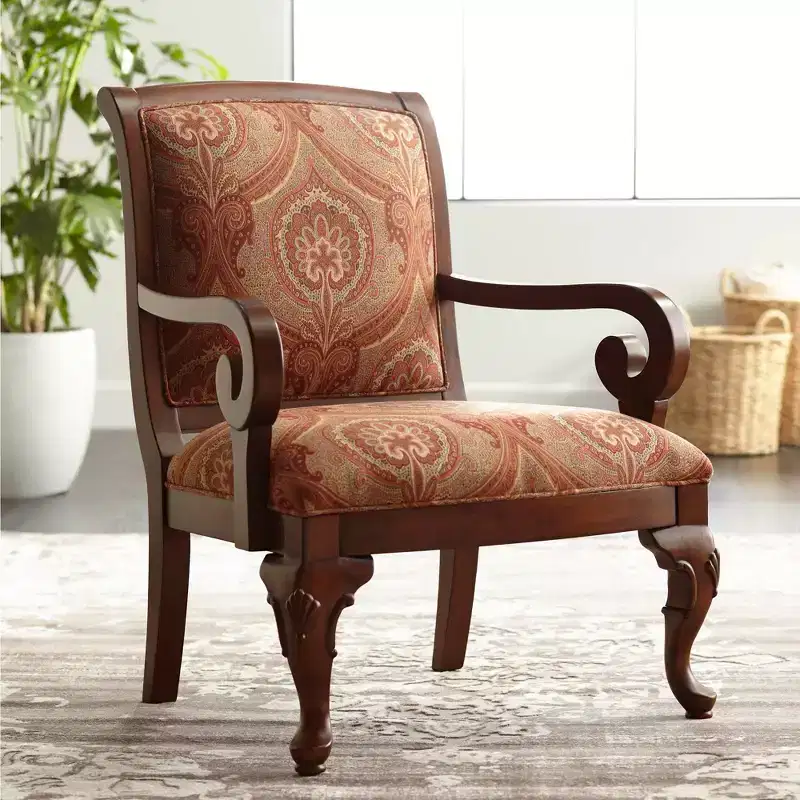 Kensington Hill Diana Wood and Red Upholstered Accent Chair