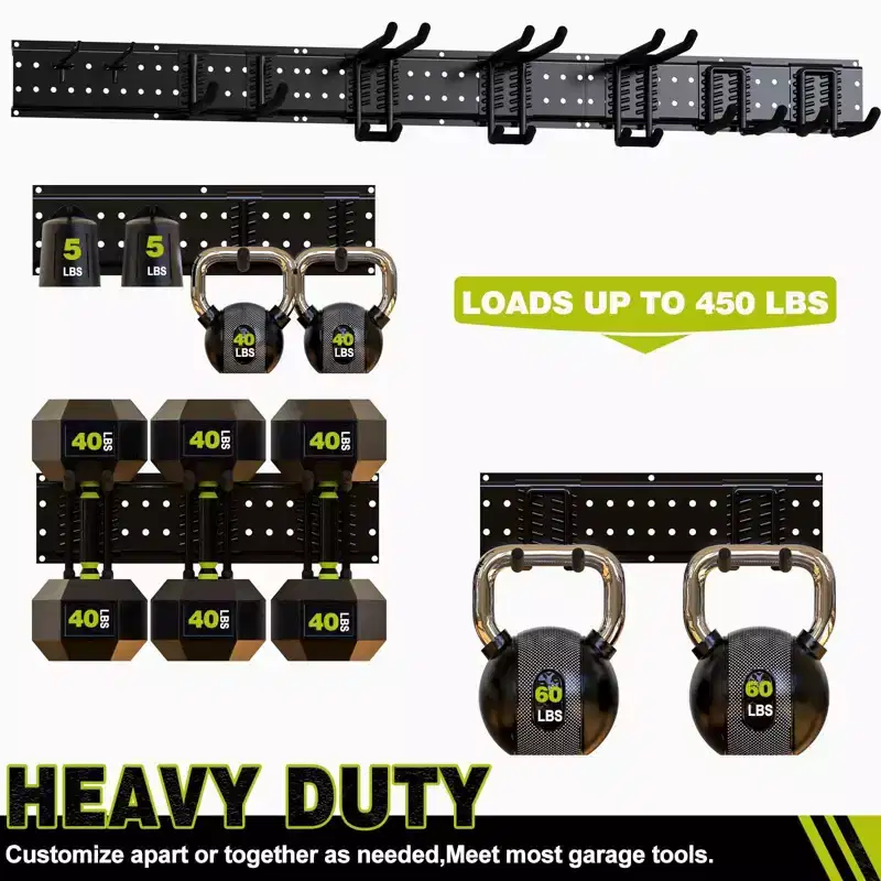 Hausource 48in Garden Tool Organizer Garage Storage Rack, Black