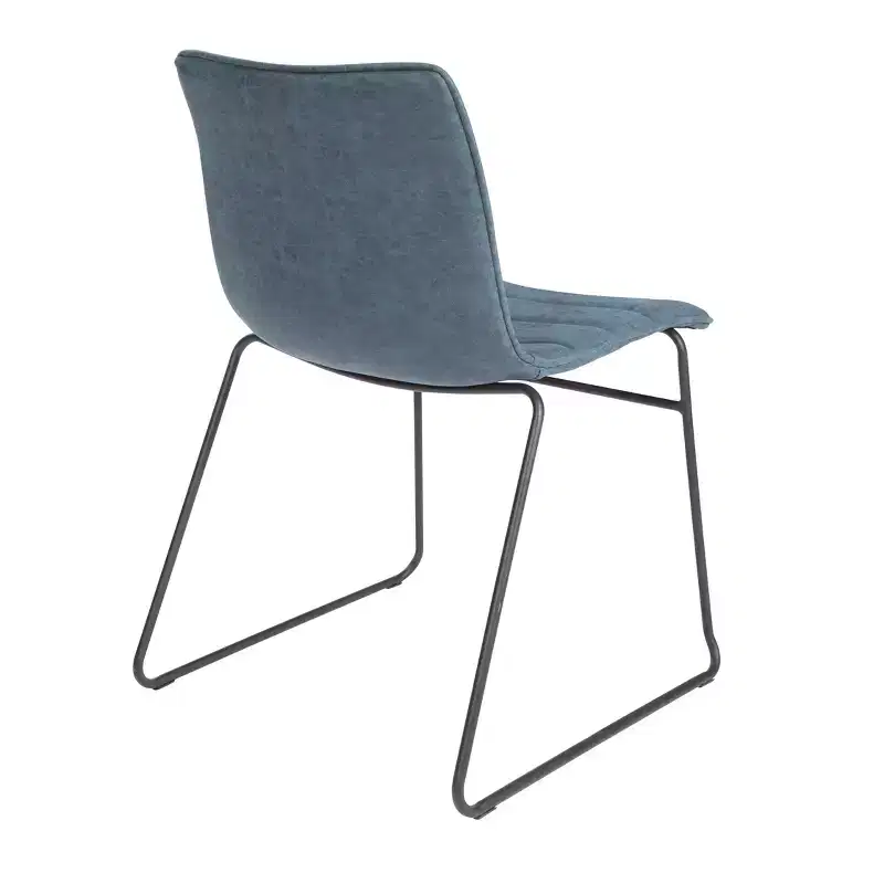 Set of 2 Halo Stacking Chair Navy - OSP Home Furnishings: Chrome-Plated, Faux Leather, Metal Frame