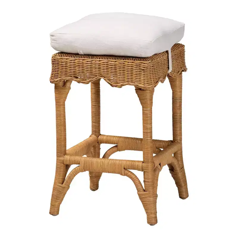 bali & pari Muy Scallop Rattan Counter Stool Honey/White