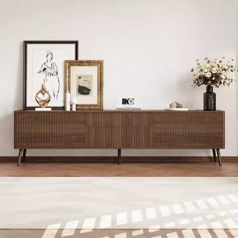 JVNOXK 70-inch Modern Entertainment Centre Recessed TV Cabinet with Storage Drawers, Suitable for TVs under 80 inches, Ideal for Living Rooms