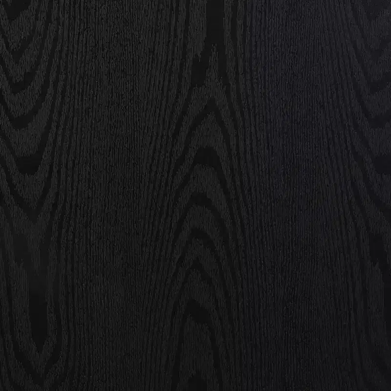 Half Moon Rectangular Coffee Table Black Oak Wood Grain and Gold Metal