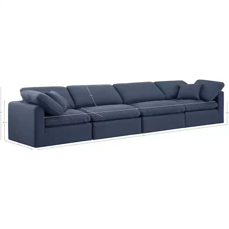Meridian Furniture Indulge Linen Textured Fabric Modular Sofa