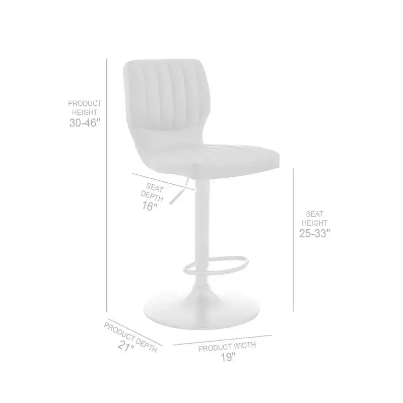 Bardot Adjustable Barstool with Faux Leather and Metal Finish - Armen Living