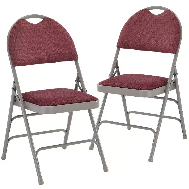Extra Large Ultra-Premium Triple Braced Metal Folding Chair with Easy-Carry Handle