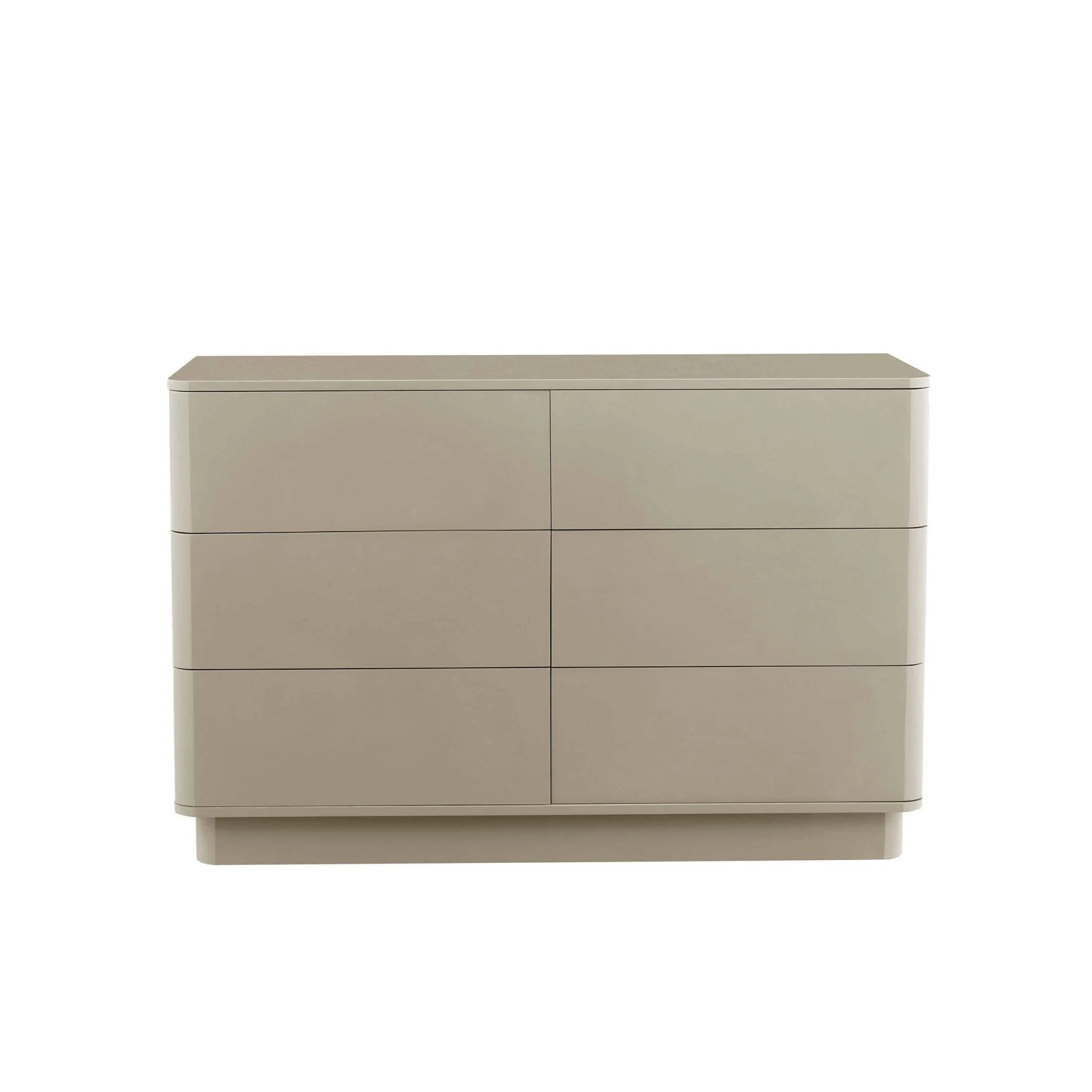 High Gloss 6 Drawer Chest - Taupe