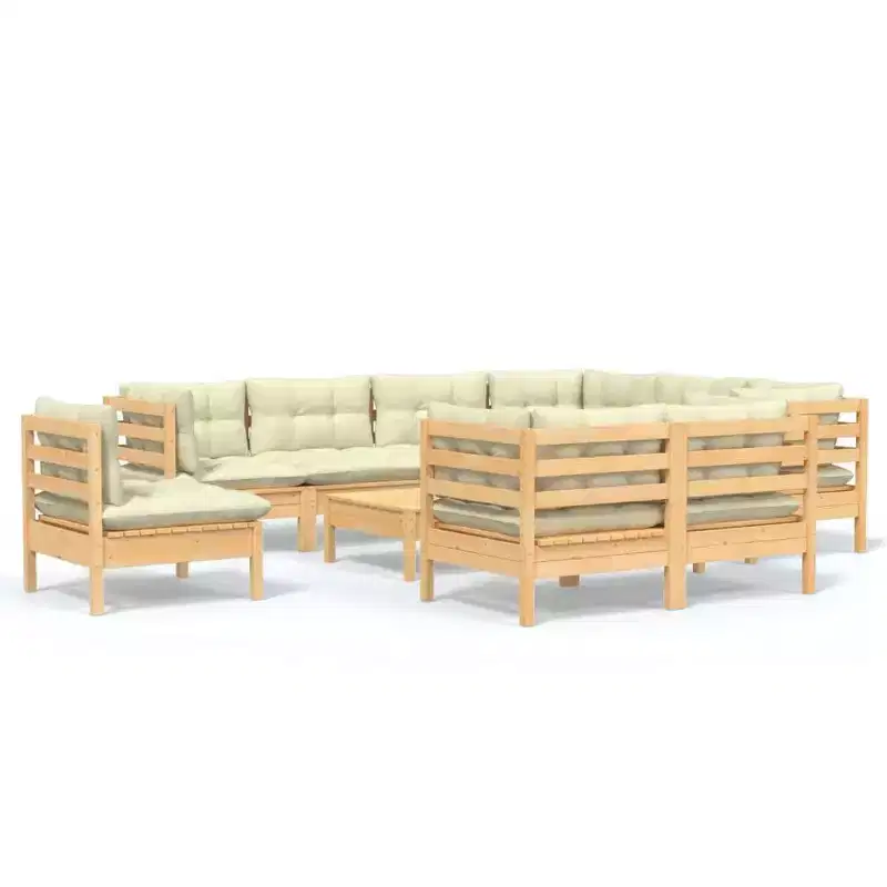 vidaXL Patio Lounge Set with Cushions Garden Outdoor Solid Pinewood