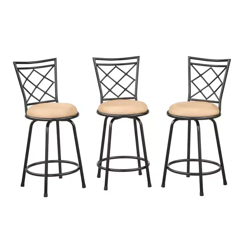 Buylateral Set of 3 Avery Adjustable Height Metal Barstools