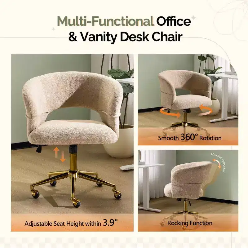 | 25.1 Inch Velvet Ring Backrest Swivel Office Chair