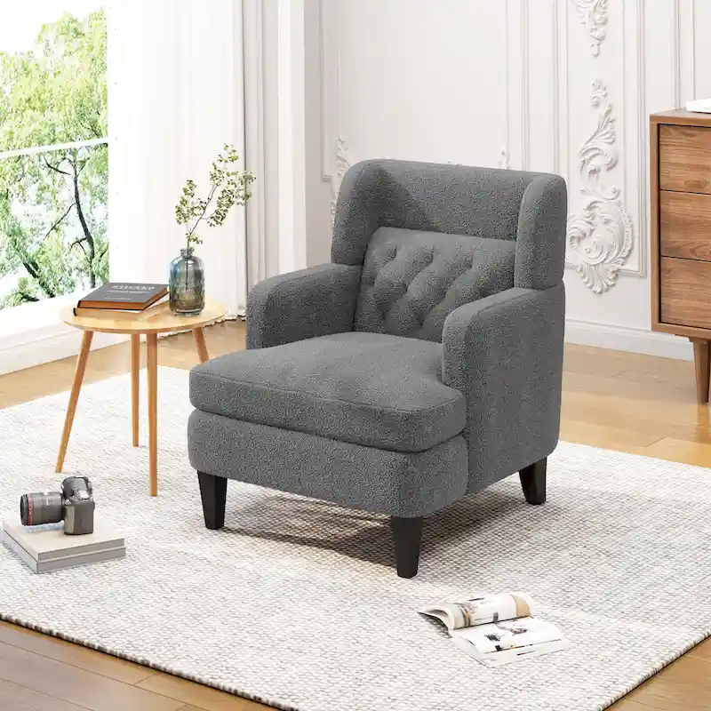 Modern Fabric Accent Chair with Cushion Back