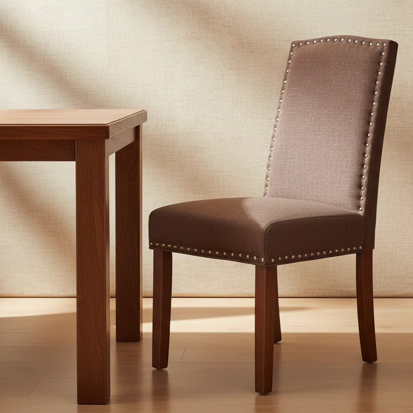 Black Bonded Leather Parsons Chair with Nailhead Trim, Armless, Seats 1