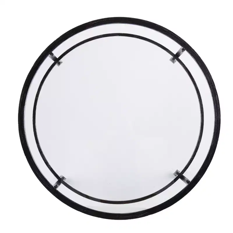 Jaymes Metal/Glass Round Cocktail Table - Black - SEI
