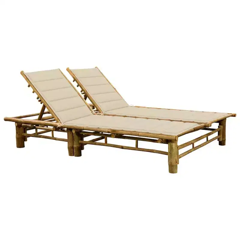 vidaXL Sun Lounger Natural bamboo, (cushions)