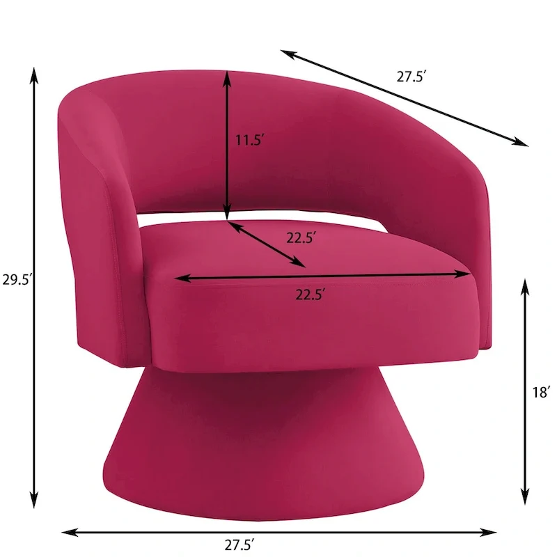 Modern Swivel Barrel Chair, Upholstered Velvet Round Accent Chairs,360 Degree Comfy Swivel Chair with Open Backrest