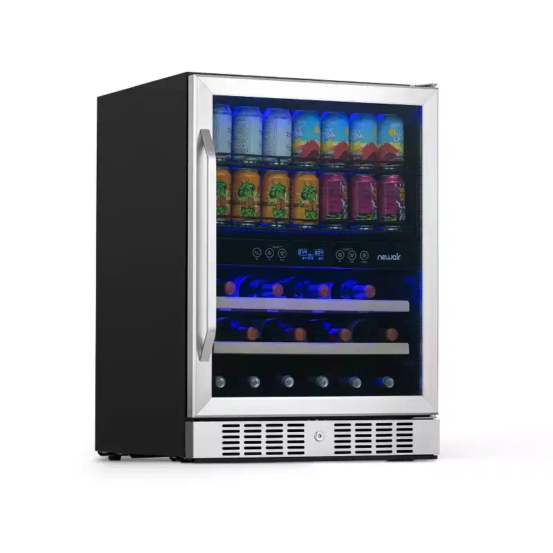 Newair 70-Can, 20-Bottle Built-in Dual Zone Beverage Fridge - 24