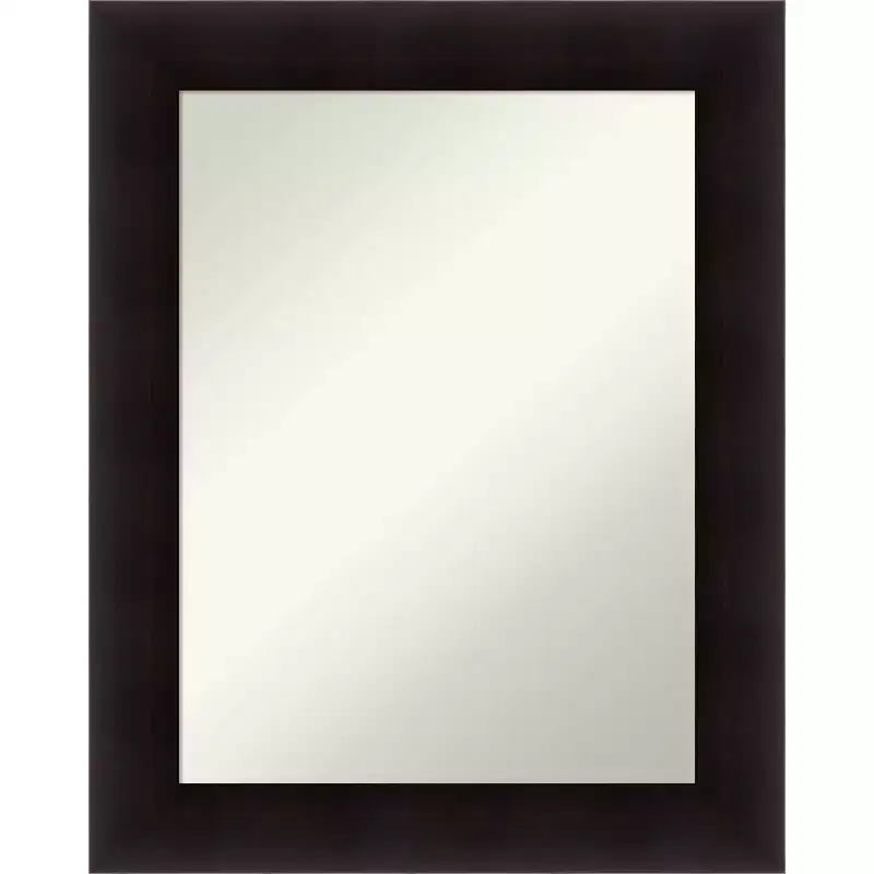 24" x 30" Non-Beveled Portico Espresso Wood Wall Mirror - Amanti Art: Modern Rectangular Vanity, Includes Mount Hardware