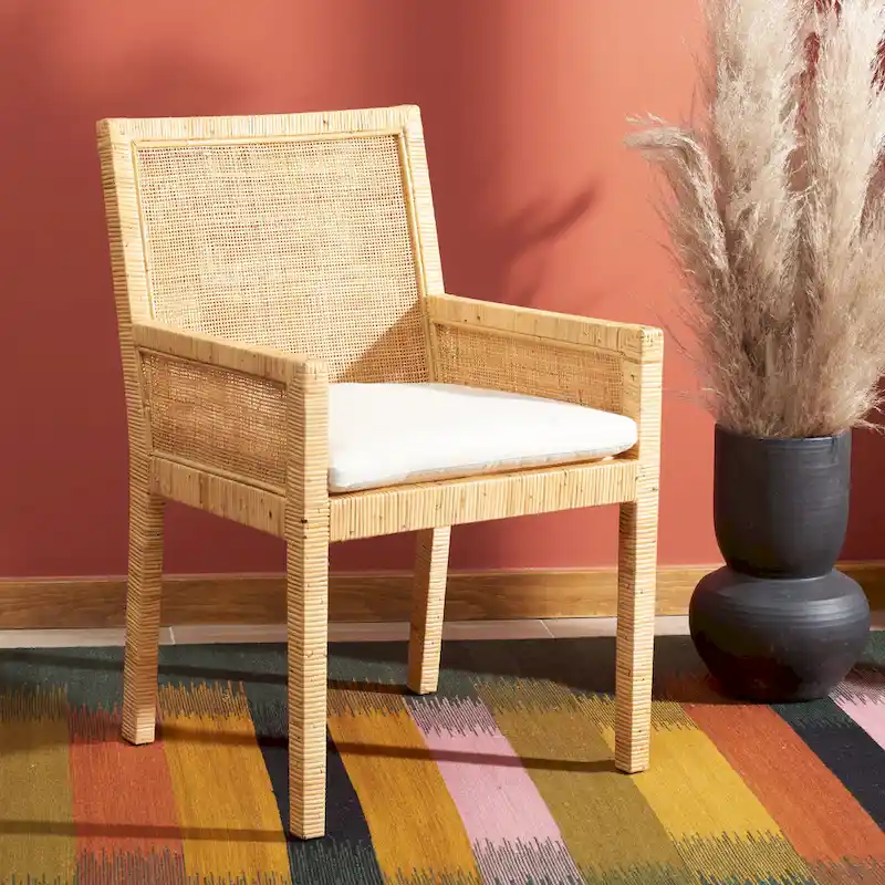 SAFAVIEH Almira Coastal Accent Chair with Cushion - 22.8 W x 22.4 L x 34.6 H - 23Wx22Dx35H