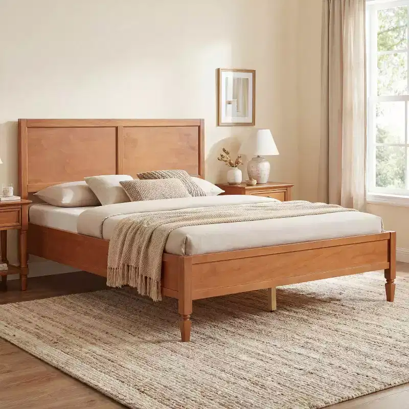 Queen/King Size Platform Bed Frame with Classic Panel Headboard - ModernLuxe