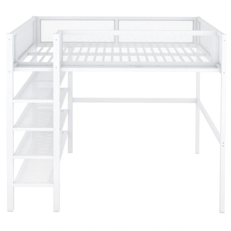 Full Loft Bed with Four Shelves