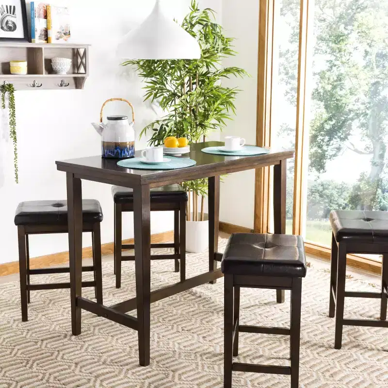 Billy 5 Piece Pub Set - DNS9201A - Dark Brown/Black - Safavieh
