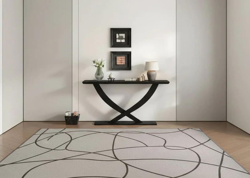57IN Modern Console Table with Cross-Leg Design, Minimalism Entryway Table with Heavy Tabletop, Accent Table for Living Room, Hallway