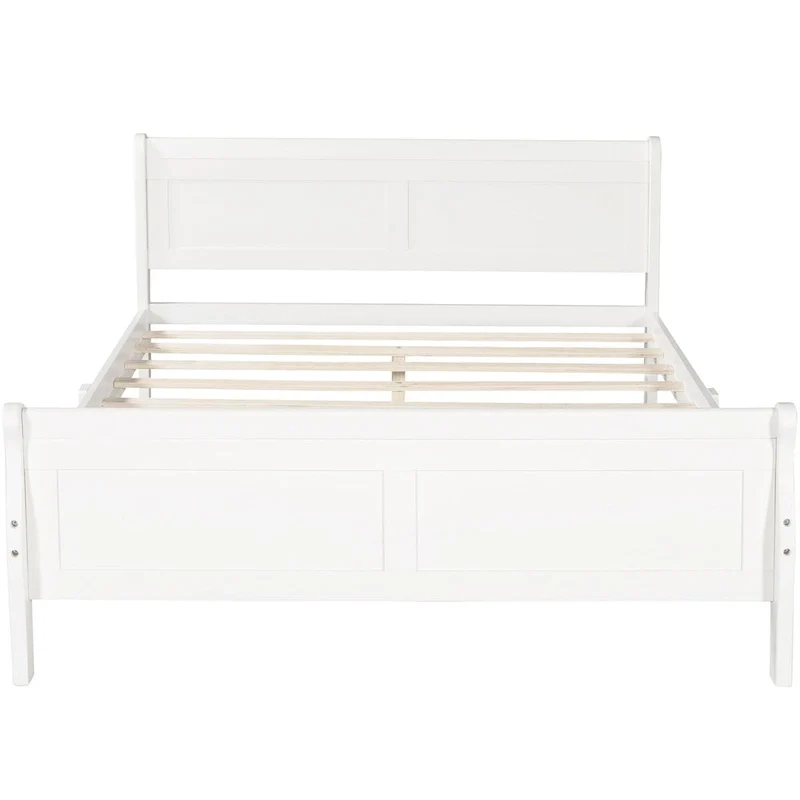 Twin/Full/Queen Wood Frame Sleigh Bed with Footboard