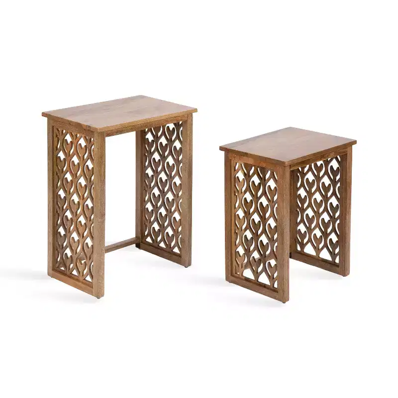 Kate and Laurel Karni Wooden Nesting Tables, 2 Piece, Natural