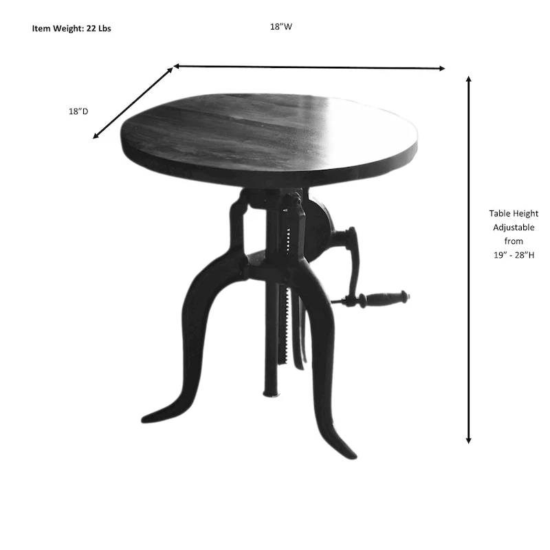 Regan Adjustable Accent Table - Chestnut Top - Black Base