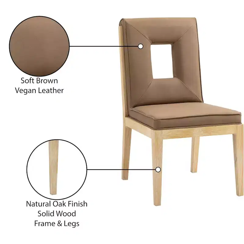 Meridian Furniture,Gwendolyn Vegan Leather Dining Side Chair, Set of 2