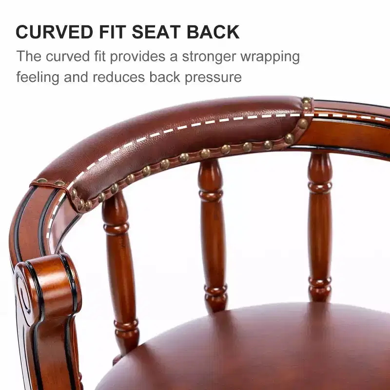 Seat Height 26'' Swivel Leather Wooden Bar Stools, 360 Degree Swivel Bar Height Chair with Backs