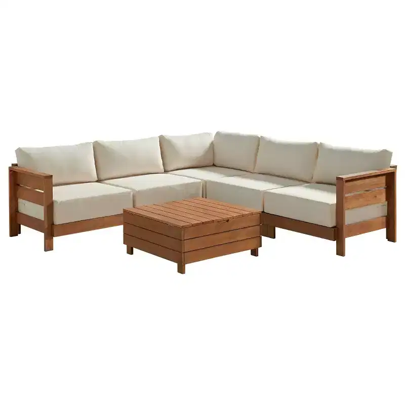Alaterre Furniture 2pc Barton Outdoor Patio Weather Resistant Furniture Set with Sectional & Lift Top