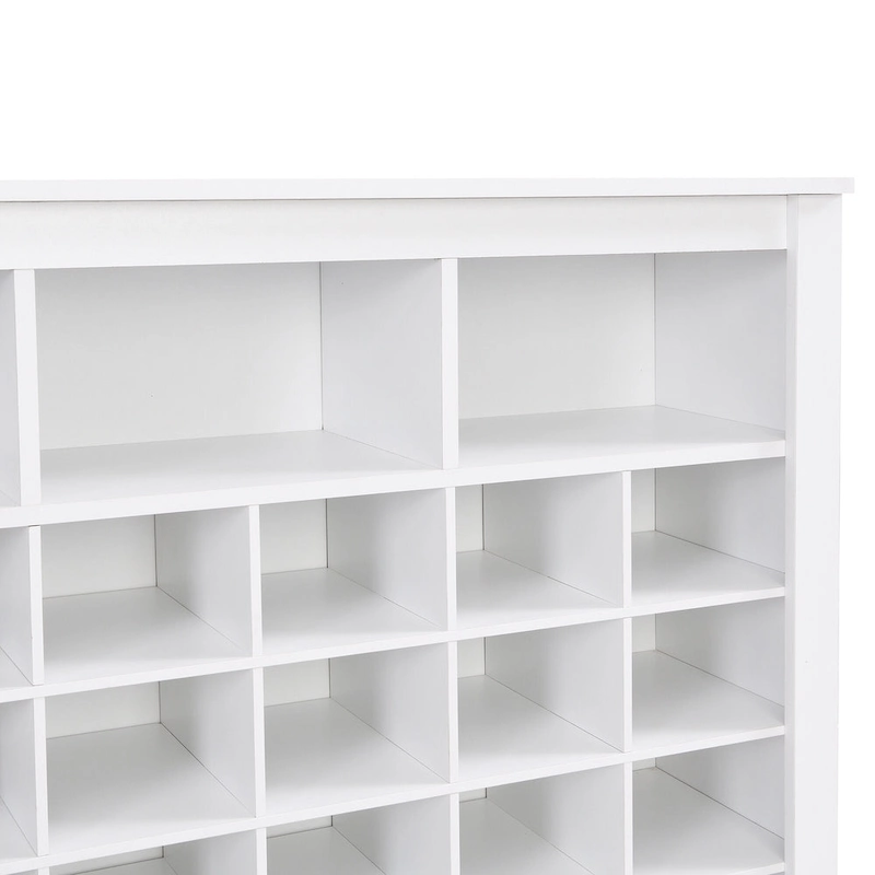 Sleek Design 24 Shoe Cubby Console, Modern Shoe Cabinet with Curved Base, Versatile Sideboard with High-quality