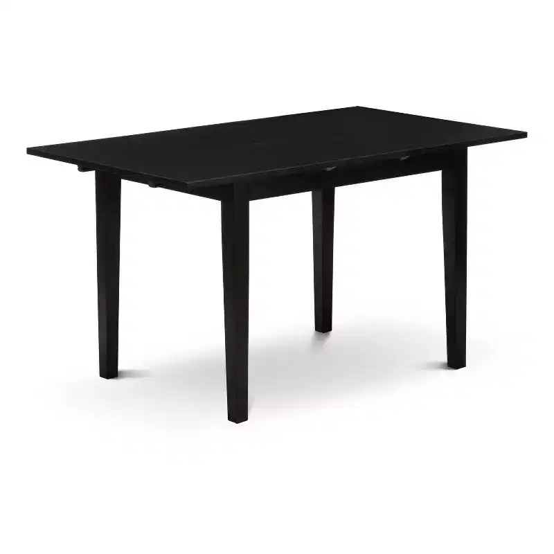 HomeStock 3-Pc Black Finish Rectangular Solid Wood Top with Butterfly Leaf Dining Table Set