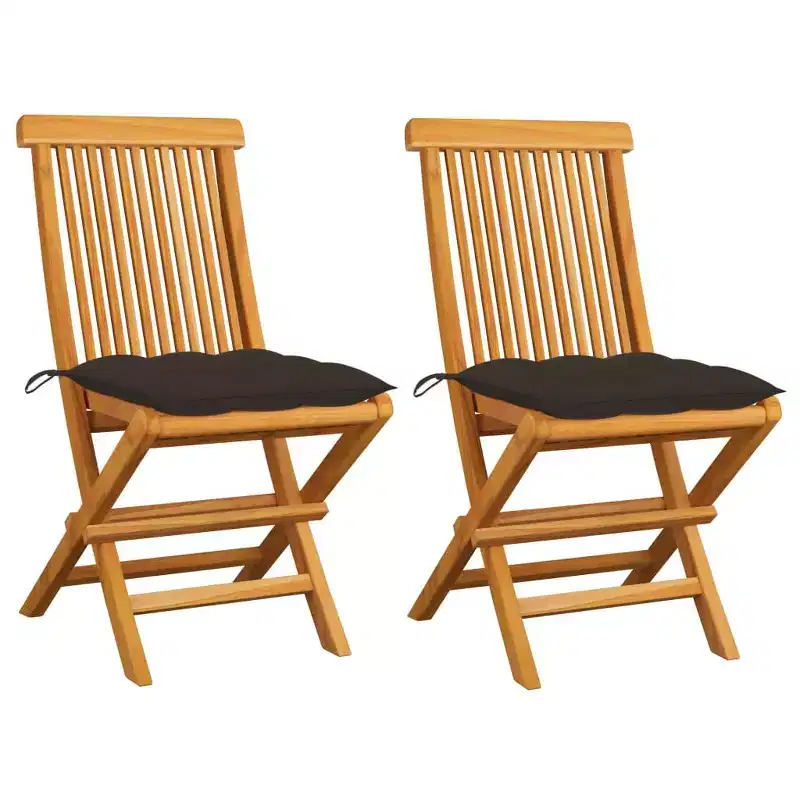 vidaXL Solid Teak Wood Patio Chairs with Taupe Cushions - Lightweight, Foldable, Easy to Clean, Weather Resistant Outdoor Furniture Set