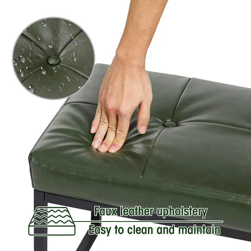 Glitzhome Modern PU Leather Tufted Accent Chair with Ottoman Set