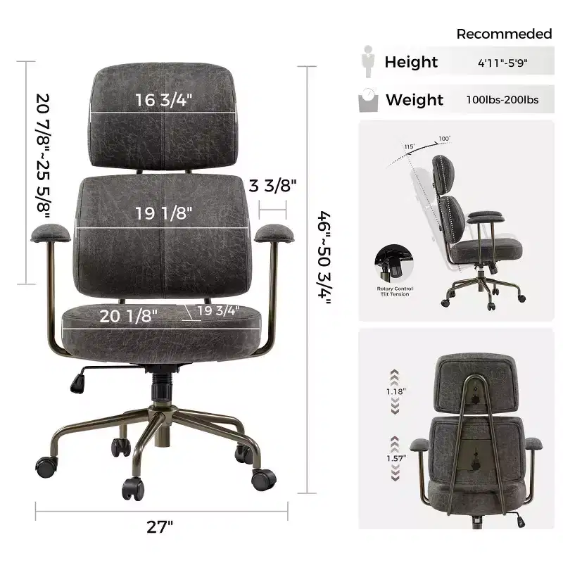 Faux Suede Fabric High Back Office Chair