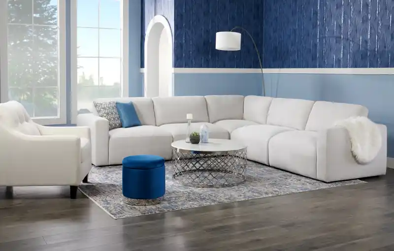 36 Glam Round Sofa Table - White Marble Top with Stainless Steel Base