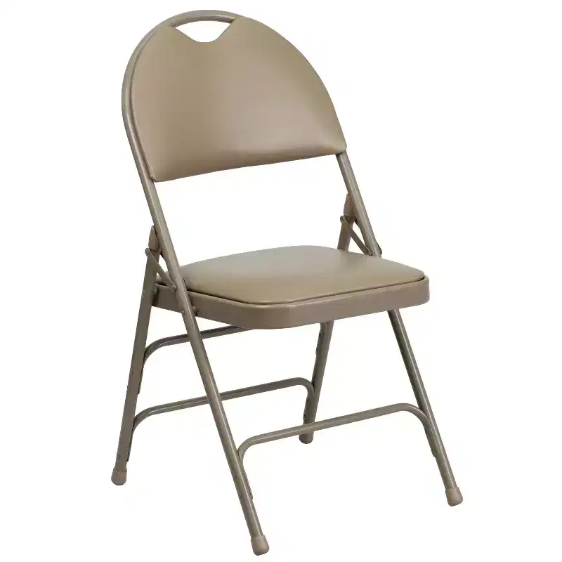 Extra Large Ultra-Premium Triple Braced Metal Folding Chair with Easy-Carry Handle