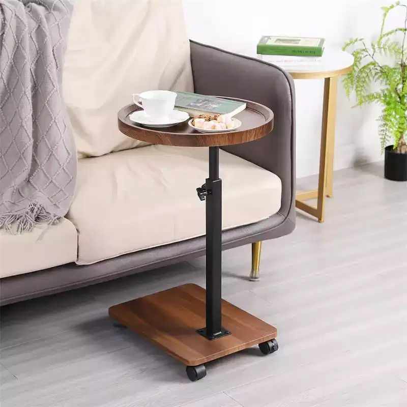 C-Shaped Coffee Table, 360 Rotatable Small Room Side Table, Height Adjustable Round Movable End Table for Living Room Bedroom