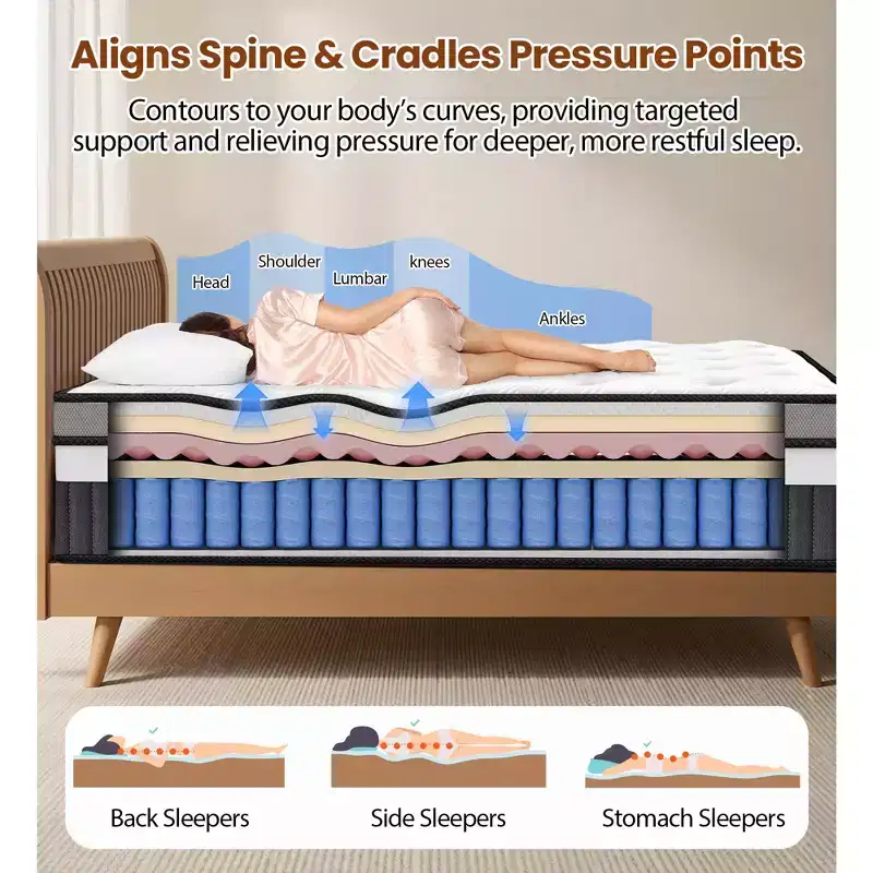 14 in King Size Mattress, Cooling Memory Foam Mattress for Comfort Sleep & Pressure Relief, Mattress in a Box, Medium Firm