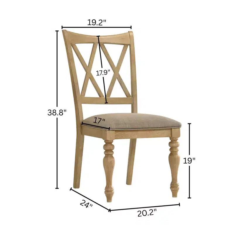 Roundhill Furniture Verta Solid Wood Cross-back Dining Chairs, Set of 2, Light Oak Finish