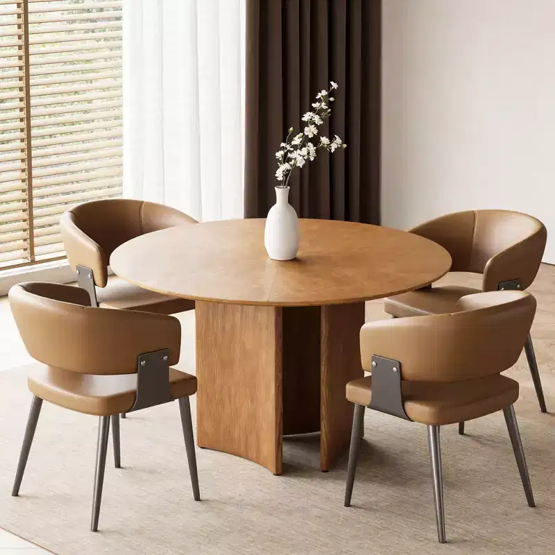 Gaoyangjiaju 59.05 Inch Round Dining Table Kitchen Table for 6 People Modern Mid Century Circle Desk for Dining Room