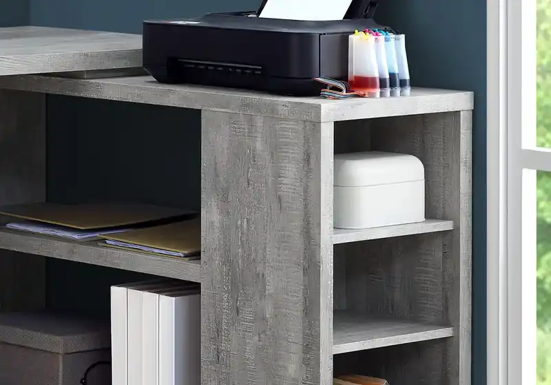 60 L-Shaped Corner Office Desk with 3-Drawers & Shelving